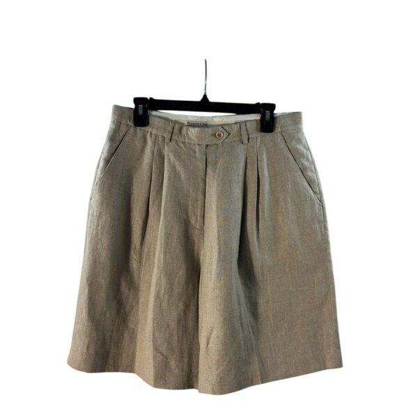 Trouser Etc New York Pants - Trouser Etc New York Beige/Tan  Linen Pleated Shorts Size 12